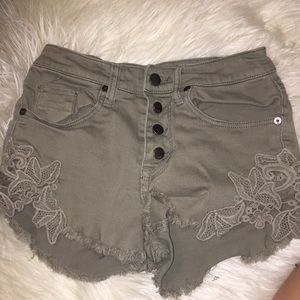 army green jean shorts